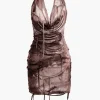 Halter Backless Distressed Mini Dress>MICAS Fashion