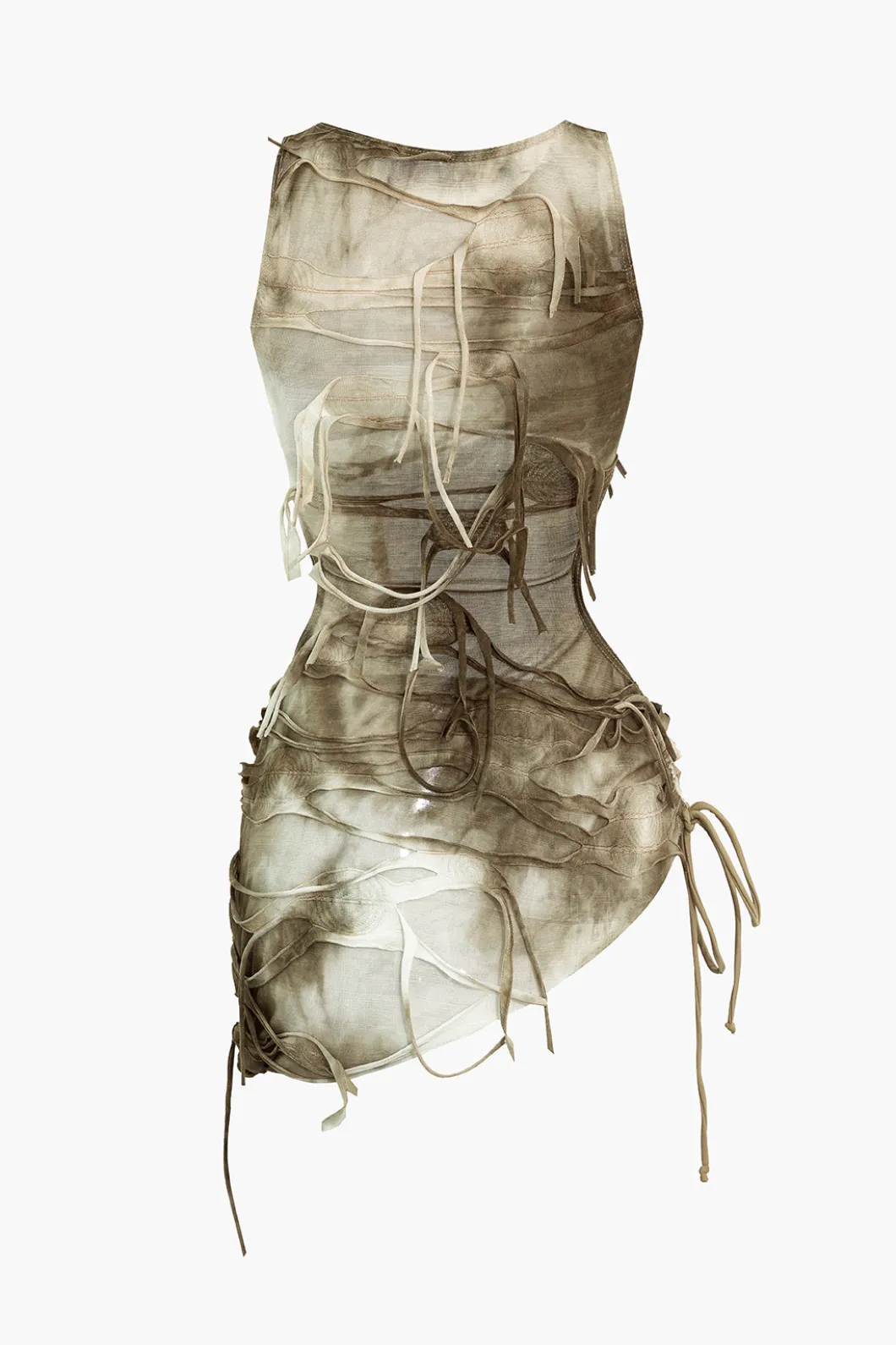 Halter Bikini And Tie Dye Cover Up Sarong 3-pcs Set>MICAS Best