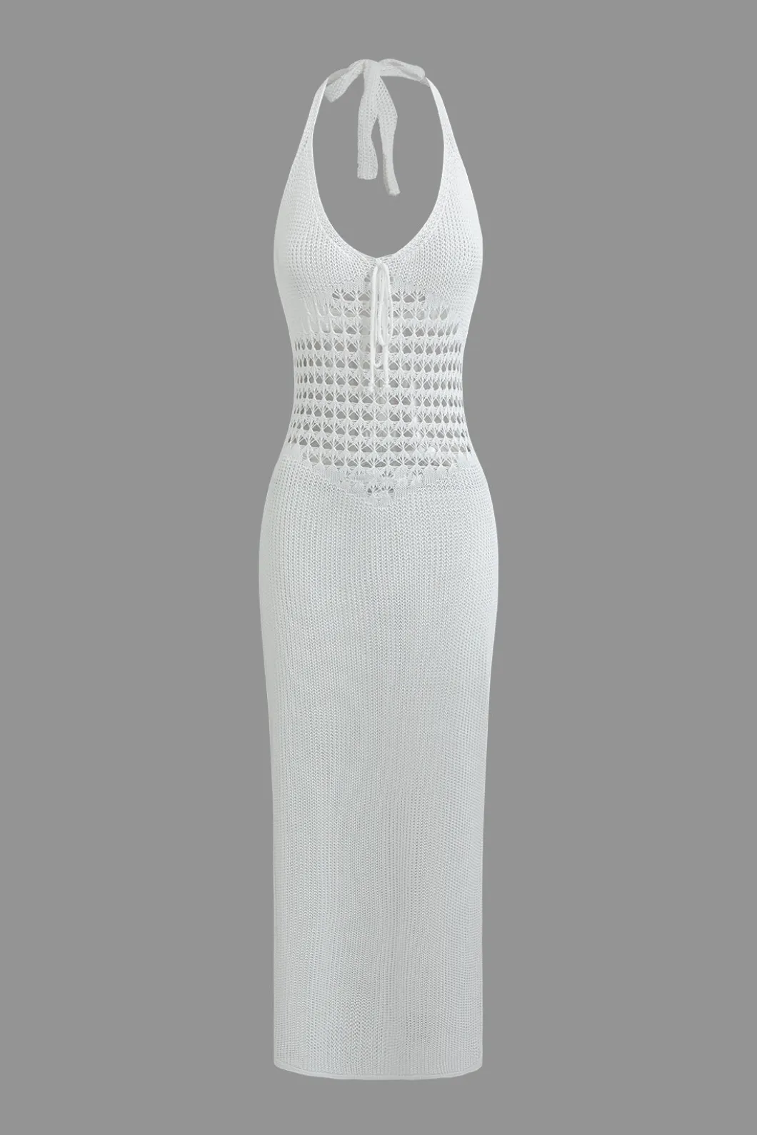 Halter Neck Backless Crochet Knit Dress>MICAS New