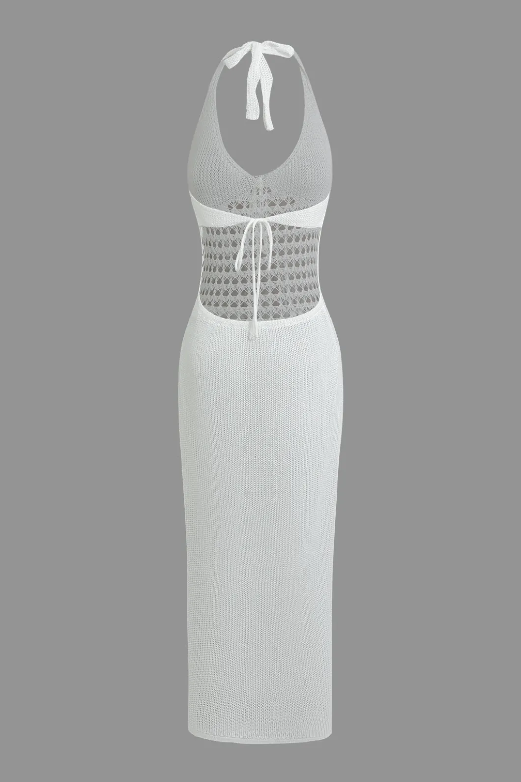 Halter Neck Backless Crochet Knit Dress>MICAS New