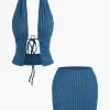 Halter Neck Backless Tank Top And Mini Skirt Set>MICAS Discount