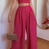 Halter Neck Backless Top And Pleated Pants Set>MICAS Discount