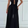 Halter Neck Cut Out Sleeveless Maxi Dress>MICAS Outlet