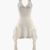 Halter Neck Ruffle Mini Dress>MICAS Sale
