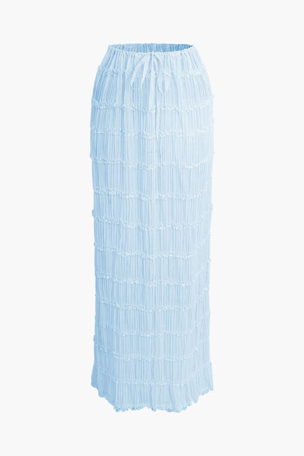 Halter Neck Tie Ruched Backless Ruffle Skirt Set>MICAS Best