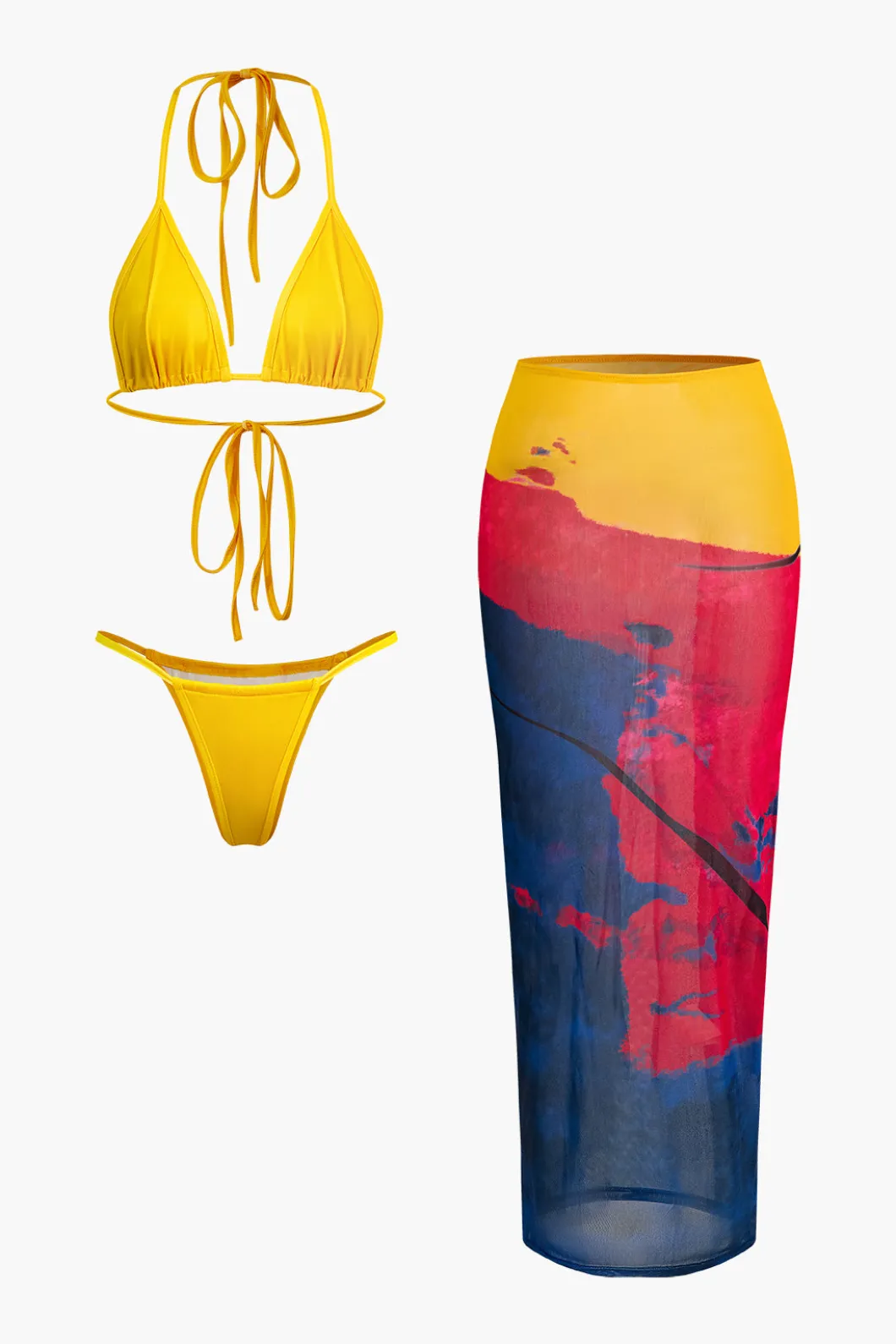 Halter Wrap Cover Up Three-Piece Bikini Set>MICAS Best