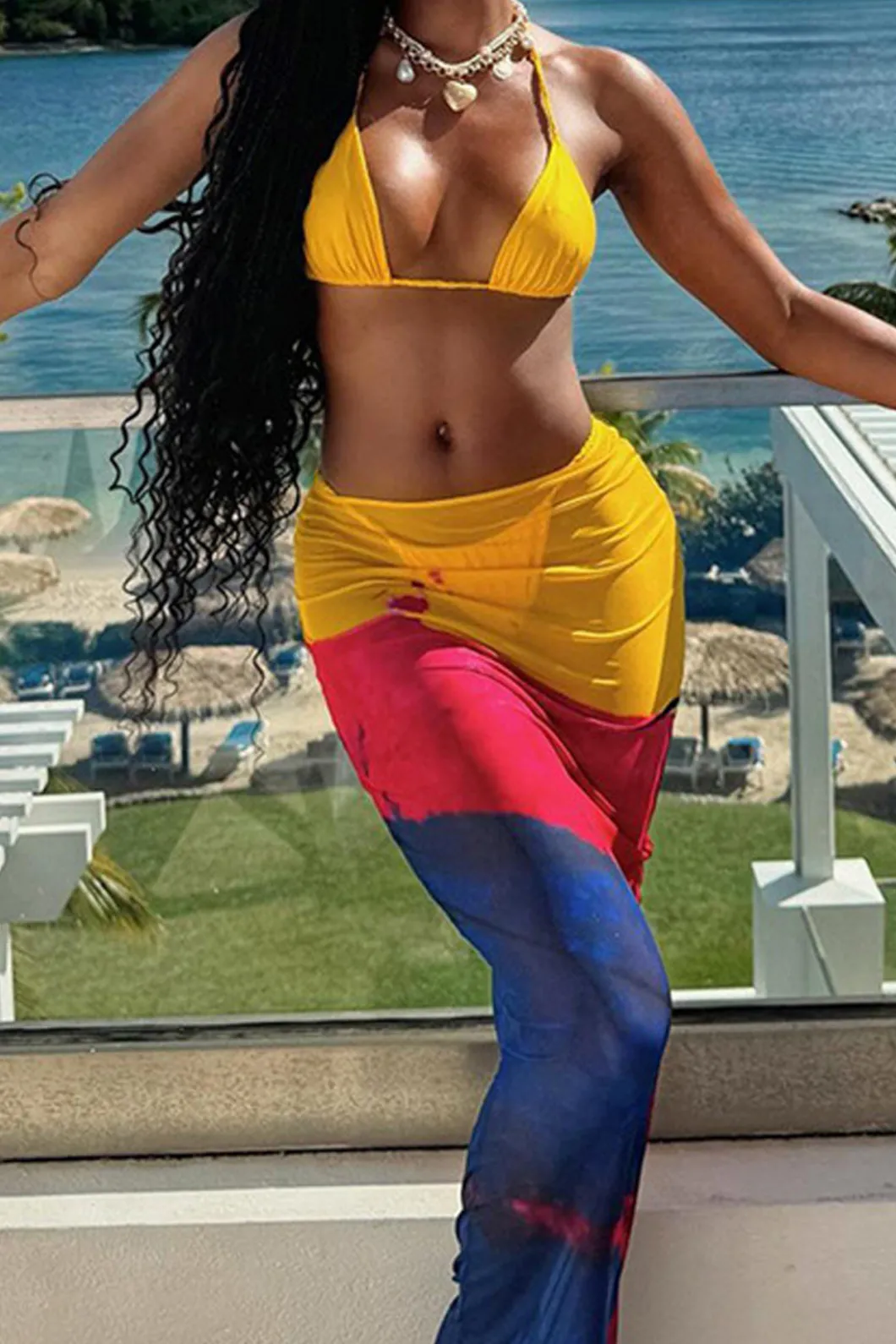 Halter Wrap Cover Up Three-Piece Bikini Set>MICAS Best