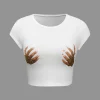 Hands Print Round Neck Crop T-shirt>MICAS Hot