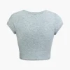 Hands Print Round Neck Crop T-shirt>MICAS Hot