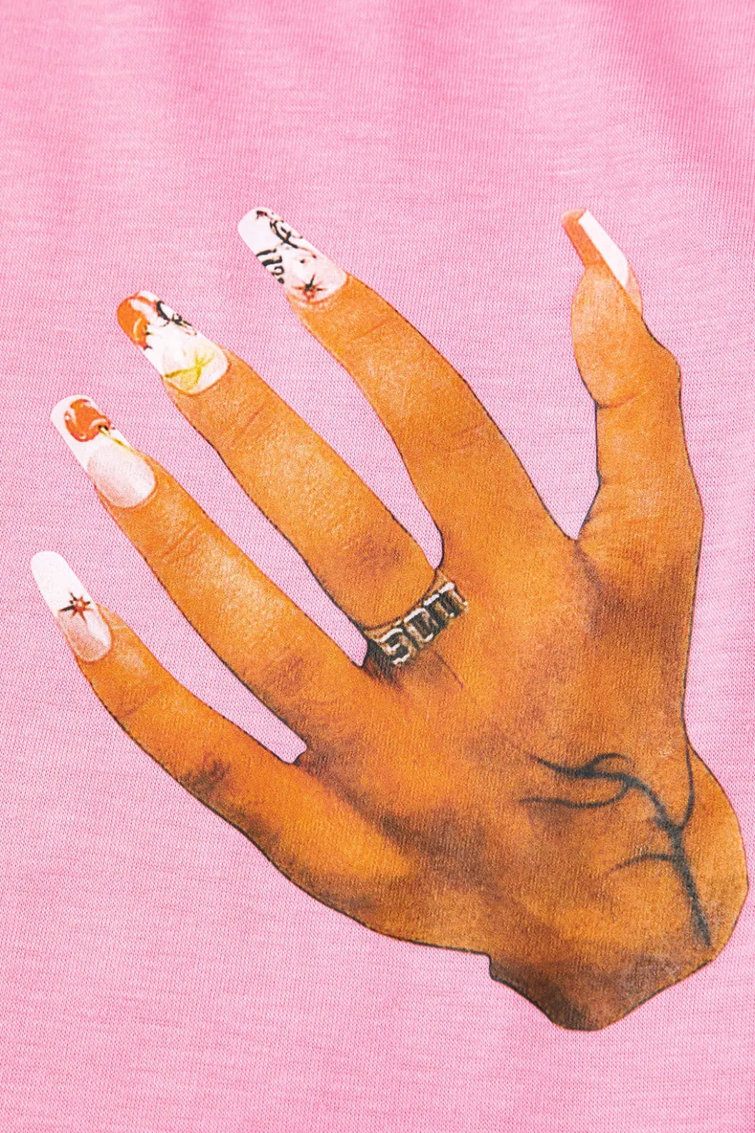 Hands Print Round Neck Crop T-shirt>MICAS Hot