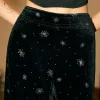 High Waist Velvet Snowflake Pattern Straight Leg Pants>MICAS Fashion