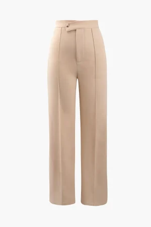 High Waisted Pressed-Crease Straight Leg Tailored Pants>MICAS Online