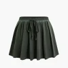 Hooded Crop Top And Drawstring Pleated Mini Skirt Set>MICAS Outlet