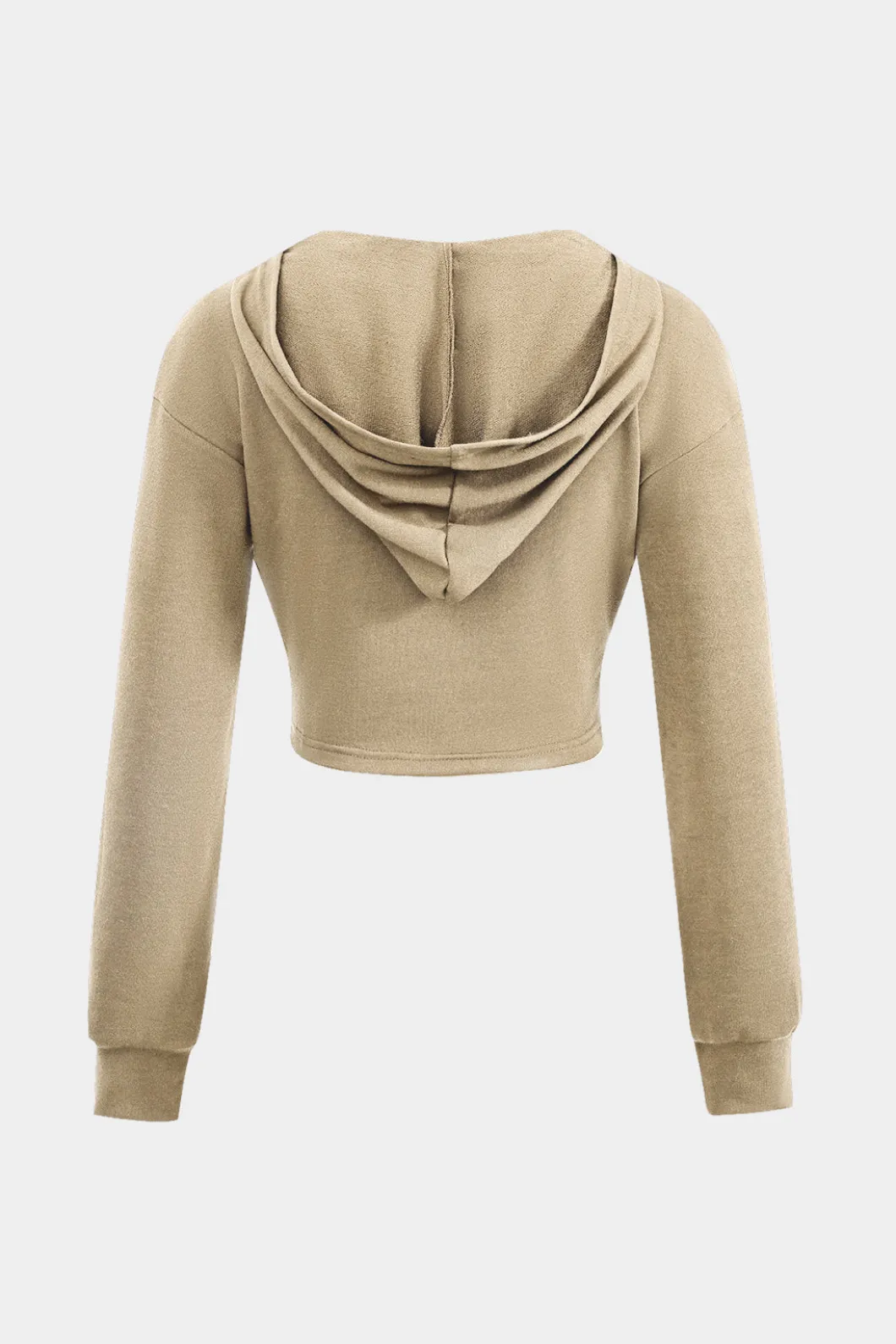 Hooded Ruched Cropped Top And Drawstring Straight Leg Pants Set>MICAS Clearance