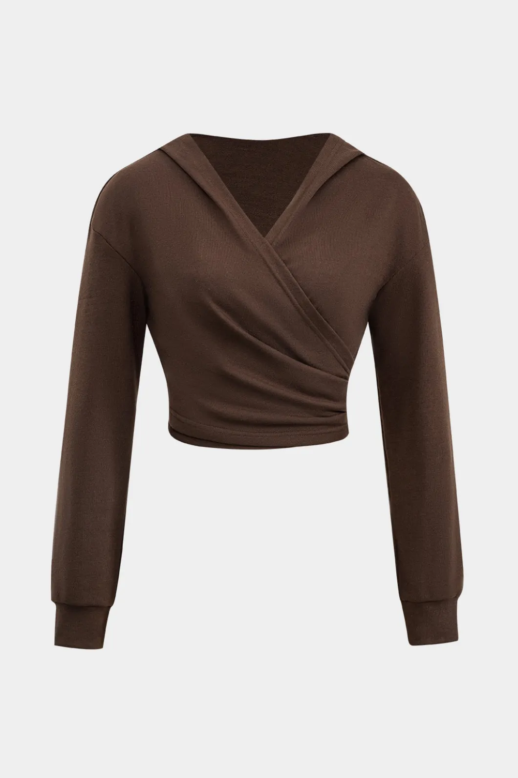 Hooded Ruched Cropped Top And Drawstring Straight Leg Pants Set>MICAS Clearance