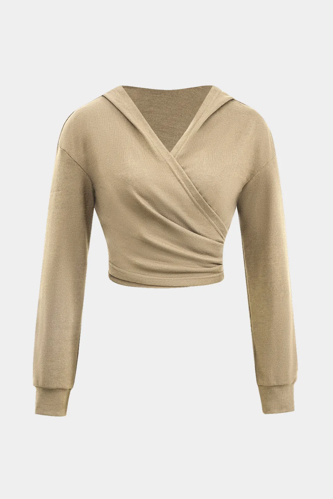 Hooded Ruched Cropped Top And Drawstring Straight Leg Pants Set>MICAS Clearance