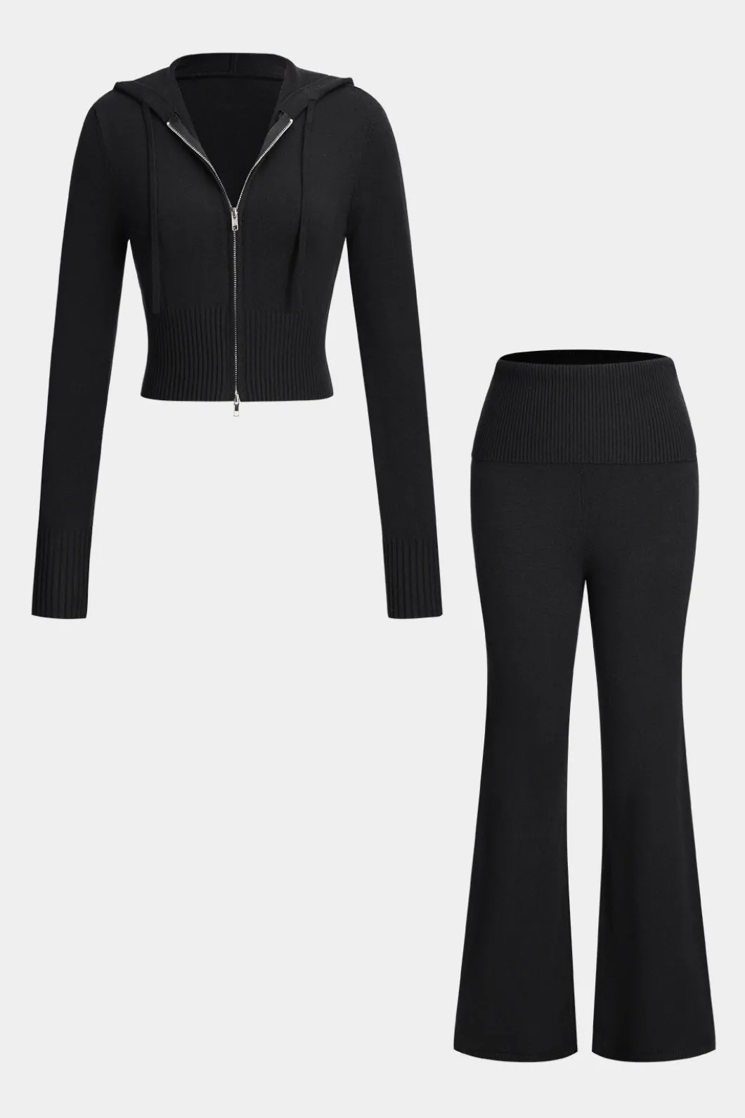 Hooded Zipper Long Sleeve Top And Trousers Set>MICAS New