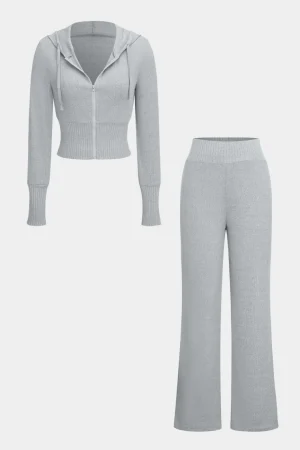 Hooded Zipper Top And Trousers Set>MICAS Sale