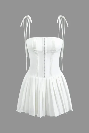 Hook And Eye Front Zip Up Back Pleated Cami Mini Dress>MICAS Discount