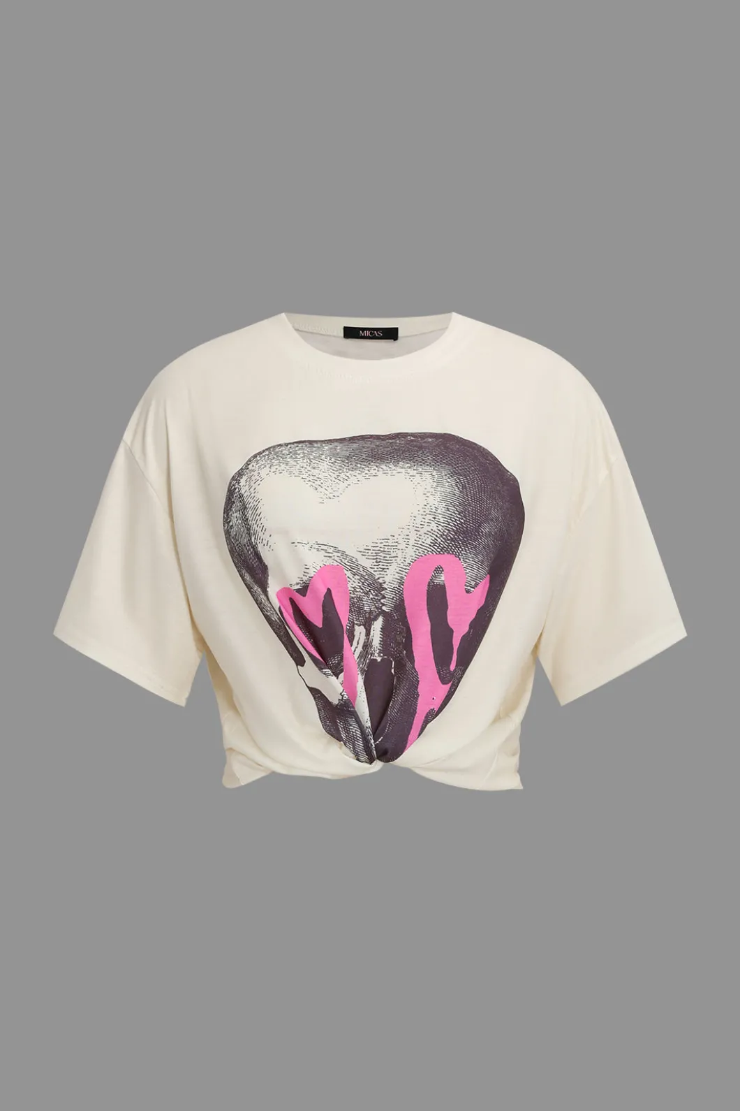 Illusion Pattern Print Round Neck T-Shirt>MICAS Online