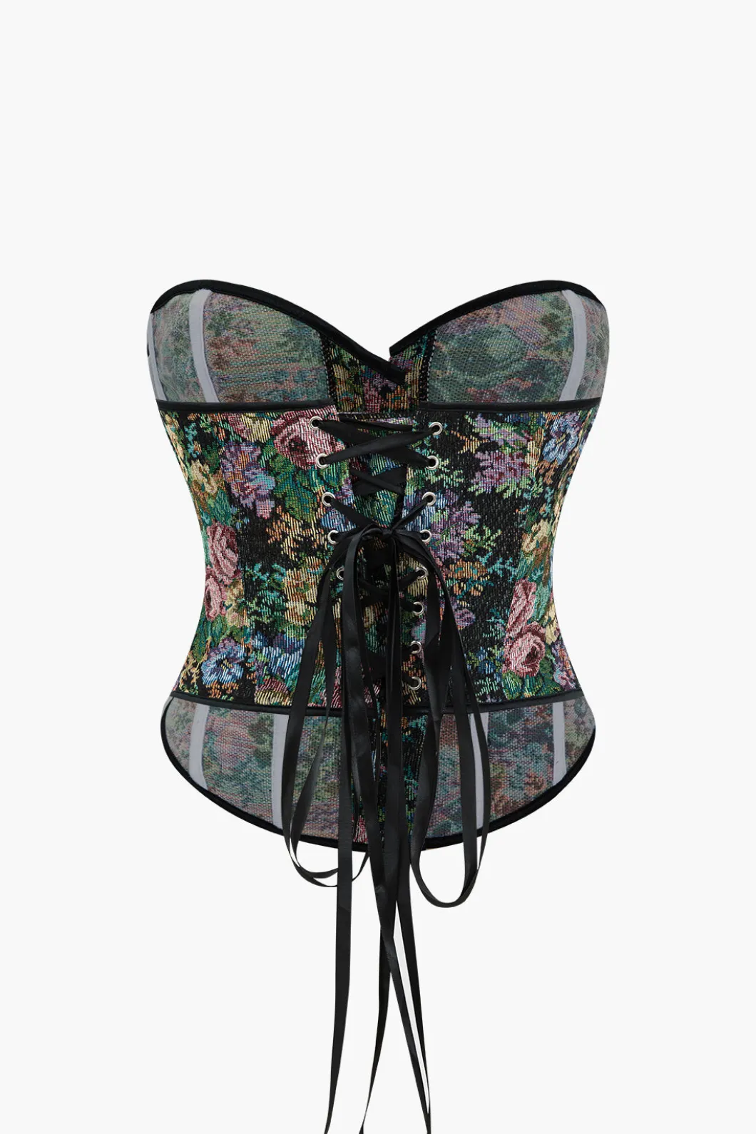 Jacquard Corset Waist Contrast Binding Ribbon Tube Top>MICAS Hot