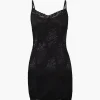 Jacquard Satin Lace Split Mini Dress>MICAS Best
