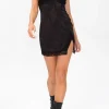 Jacquard Satin Lace Split Mini Dress>MICAS Best