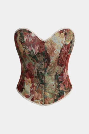 Jacquard Tie Back Strapless Contrast Tube Top>MICAS New