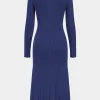 Knit Asymmetric Button Long Sleeve Dress>MICAS Online
