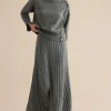 Knit Asymmetrical Button Long-Sleeve Top>MICAS Clearance
