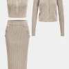 Knit Bottom Tank Top And Cardigan And Skirt Set>MICAS New
