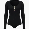 Knit Button Long Sleeve Bodysuit>MICAS Clearance