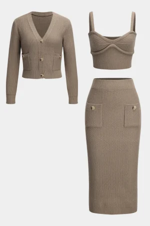 Knit Cami Top And Cardigan And Skirt Set>MICAS Online