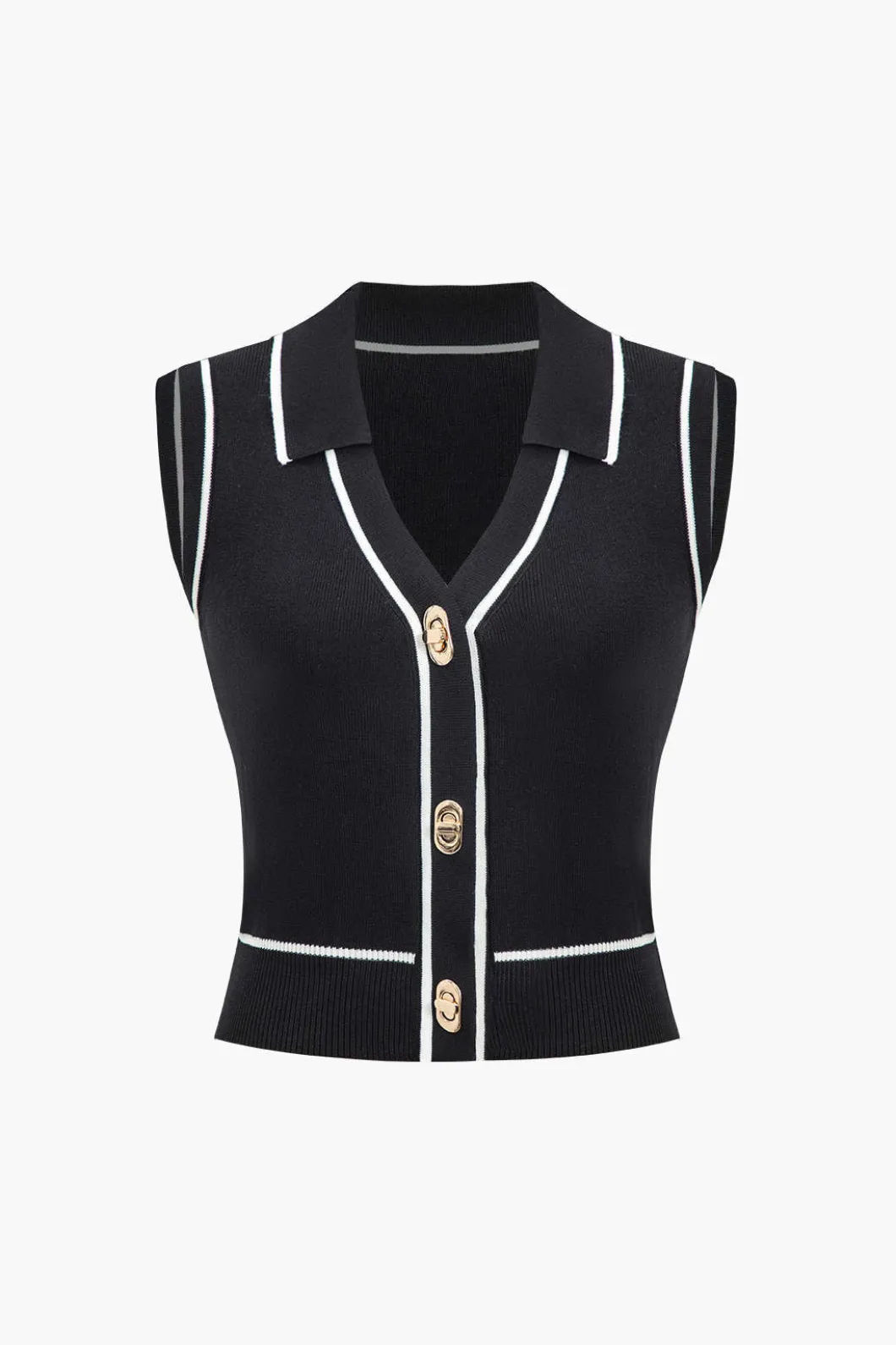 Knit Color Block Button Vest>MICAS Discount