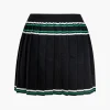 Knit Color Block Pleated Mini Skirt>MICAS Best