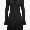 Knit Cut Out Long Sleeve Bell Sleeve Dress>MICAS Clearance