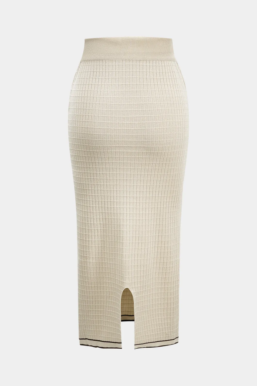 Knit Metallic Button Fake Pocket Long-Sleeve Top And Skirt Set>MICAS New