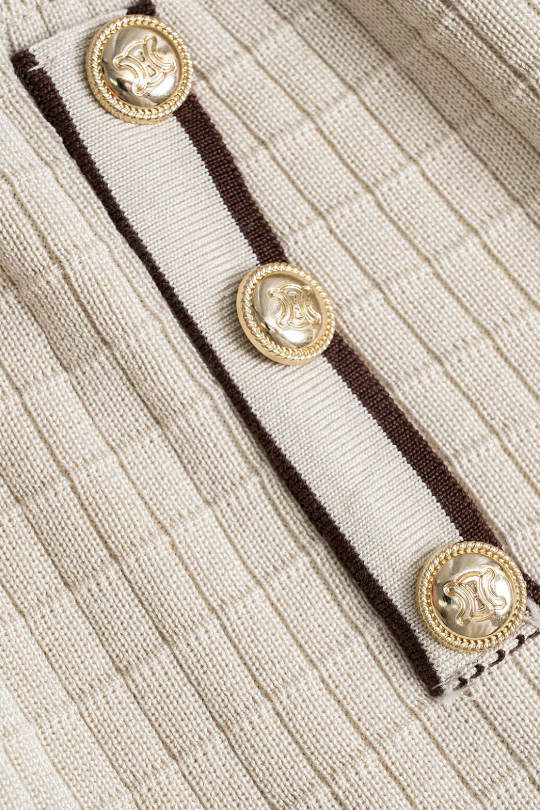 Knit Metallic Button Fake Pocket Long-Sleeve Top And Skirt Set>MICAS New