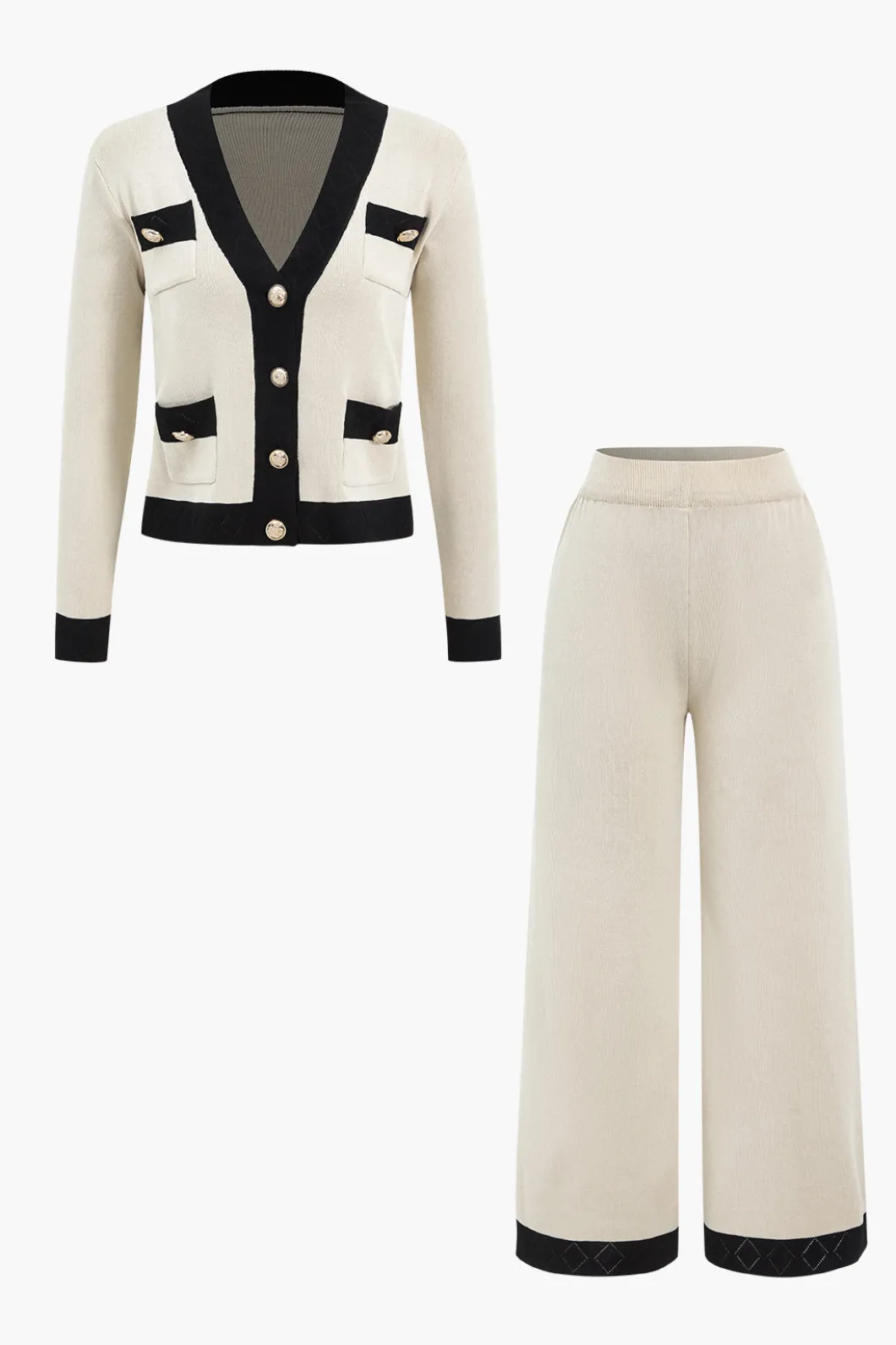 Knit Metallic Button Pocket Top And Pants Set>MICAS Hot