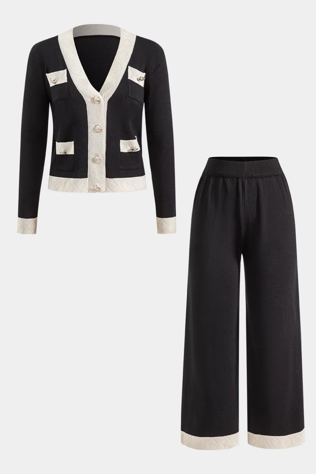 Knit Metallic Button Pocket Top And Pants Set>MICAS Hot