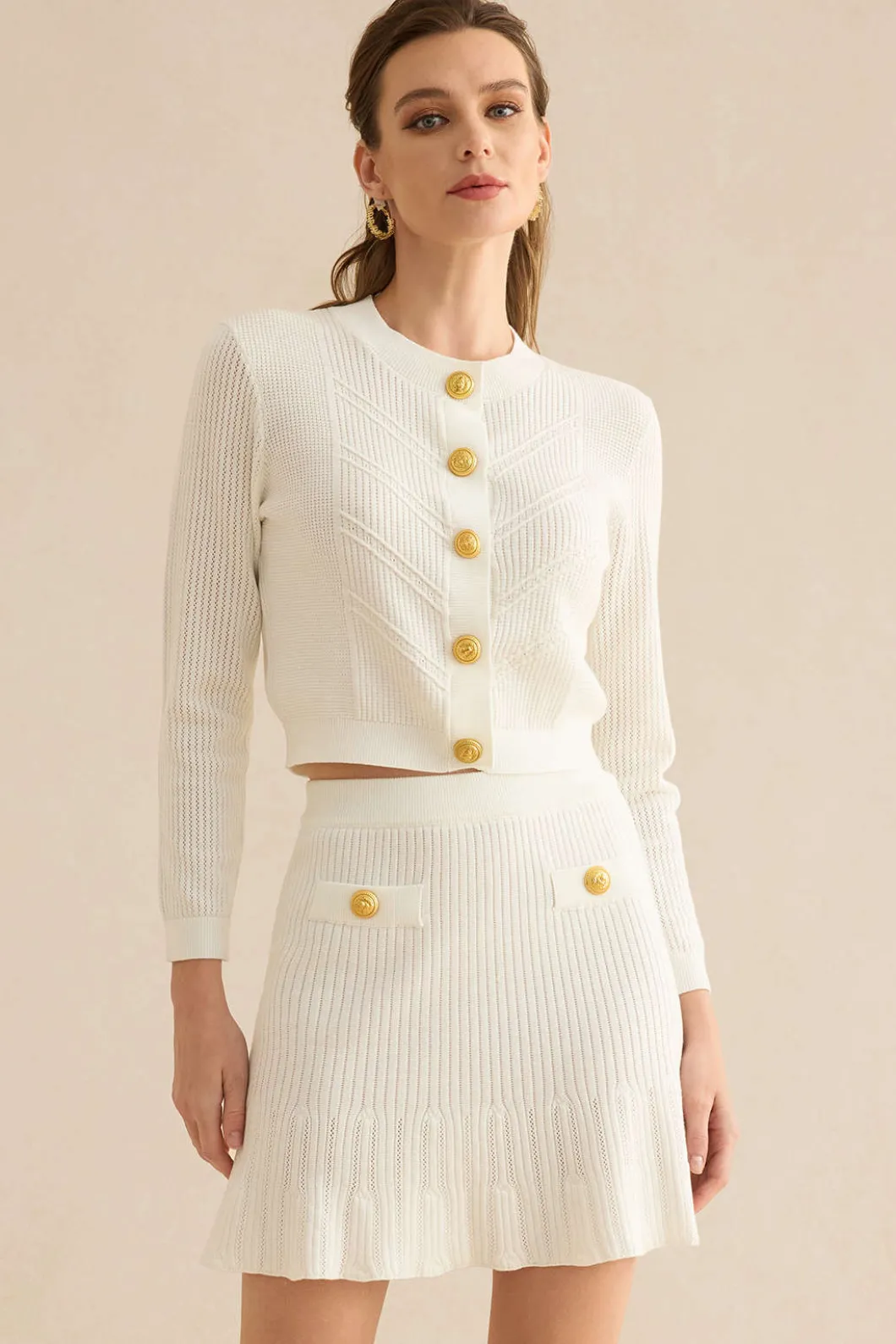 Knit Metallic Round Neck Long-Sleeve Top>MICAS Best