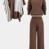Knit Mock Neck Top And Contrast Top And Pants Set>MICAS Discount