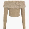 Knit Off Shoulder Patchwork Faux Fur Long-Sleeve Top>MICAS Clearance