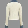 Knit Patchwork Denim Long-Sleeve Top>MICAS Hot