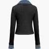 Knit Patchwork Denim Long-Sleeve Top>MICAS Hot