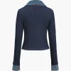 Knit Patchwork Denim Long-Sleeve Top>MICAS Hot