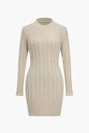 Knit Round Neck Long Sleeve Dress>MICAS New