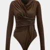 Knit Ruched Long Sleeve Bodysuit>MICAS Discount