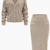 Knit V-neck Top And Skirt Set>MICAS Hot