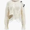 Knitted Cut Out Patchwork Belted Long-Sleeve Top>MICAS Discount